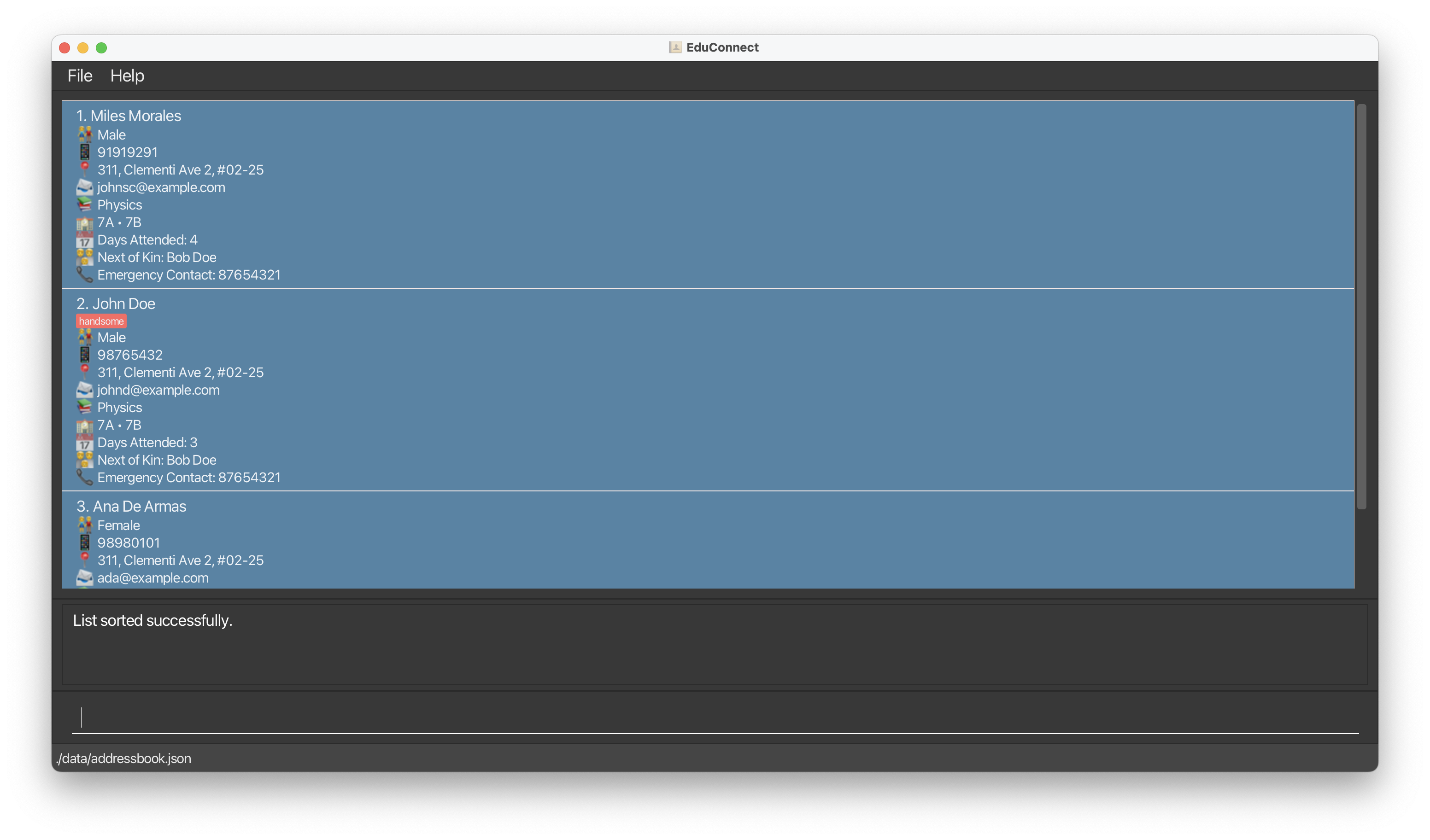 sort attendance command